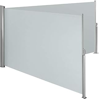 TecTake Double sided awning wall retractable sunshade Housing and support post entirely of aluminum (Beige | 200x600cm | no. 402339)