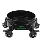 REAPP Bucket Dolly with Wheels,Heavy-Duty 360°Rolling Car Wash Bucket Dolly with 5 Wheels and 2 Locking Casters Compatible with 4, 5 and 6 Gallon Buckets (Black, 3''Casters Roller Wheels)