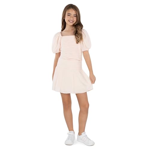 Image of Speechless Girls' Puff Sleeve Pleated Top and Skater Mini Skirt Set