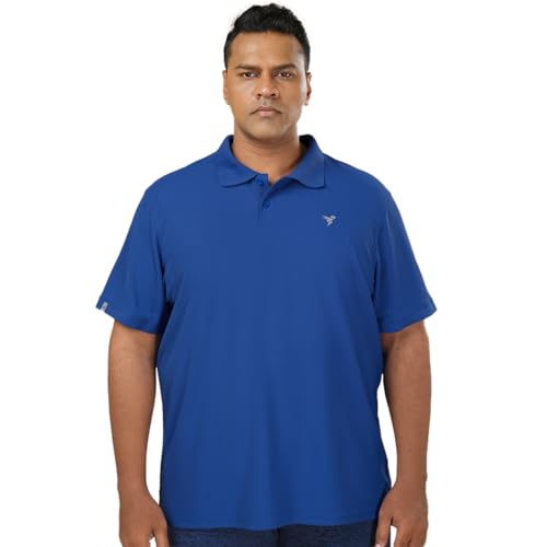 Image of TECHNOSPORT Men's Solid Slim Fit Polo Collar T-Shirt MATPIQ Half Sleeve Button Polyester for Gym Golf Casual Anti Odour UPF50+