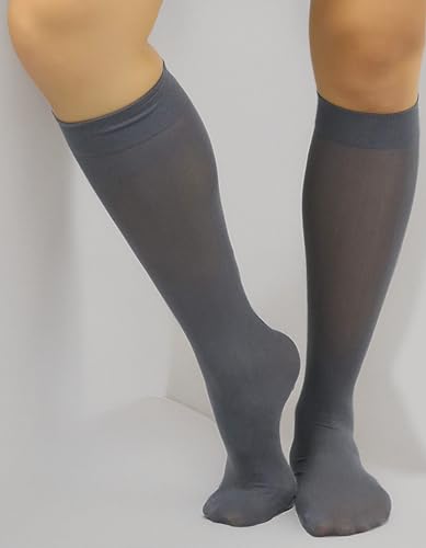 Image of ToBeInStyle Women's Opaque Knee High Nylon Fashion Socks Solid & w /Front Satin Bow