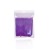 SKYPIA Disposable Micro Applicator Brushes Bendable Dental Brush Swab Mascara Wands for Oral Eyelashes Extensions Makeup Brushes Makeup Application Cotton Wool Swabs (Purple) (50PCS)