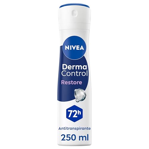 NIVEA Derma Control Restore - Desodorante Antitranspirante para Mujer - 72h de Protección contra el Sudor - Con Ácido Hialurónico y Vitamina E - No Irrita las Axilas - Pieles Sensibles - Spray 250 ml