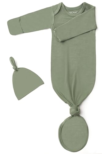 Image of Baby Noah Newborn Knotted Gown for Boy Girls, Newborn Coming Home From Hospital Outfit, Baby Tie Gown Nightgown