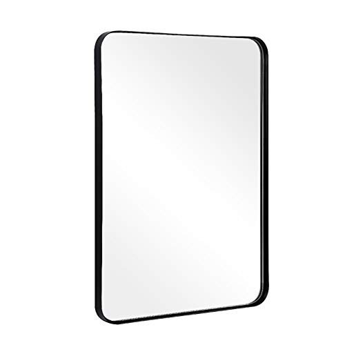 ANDY STAR Wall Mirror for Bathroom, 20â€x28â€ Black Bathroom Mirror, Rounded Rectangle Mirror in Premium Stainless Steel Metal Frame Hangs Horizontal Or Vertical (Matte Black)