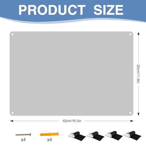 42x30cm Metall Magnettafel, Beschreibbar Magnetboard Wandmontierbar Magnettafel inklusive 4 Klettverschluss Starken Magnetwand für Kühlschrank Küche Kabine Schrank Grau