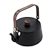 Vaveren Compact Aluminum Alloy Kettle with Wood Handle for Outdoor Use, Black