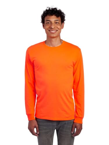 Jerzees Mens Womens Dri-Power Long Sleeve T-Shirt T Shirt, Safety Orange, Large US