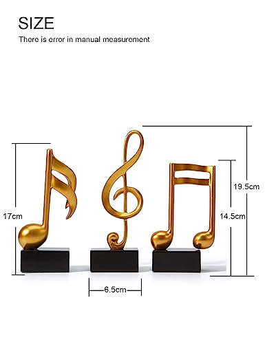 Haucoze 3Pcs Music Note Decor Statue Musical Gifts Figurine Piano Sculpture Home Arts Gold 7.5 Inch #TOP4