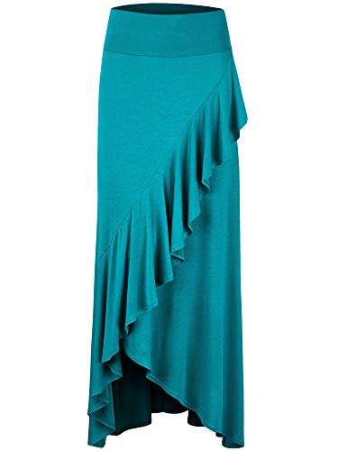 Lock and Love LL Womens Wrapped High Low Ruffle Maxi Skirt XXXL Jade