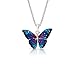 Produktbild BLING BIJOUX Schmuck Blue Rainbow Crystal Monarch Schmetterling Anhänger Never Rust 925 Sterling Silber natürliche und hypoallergene Kette