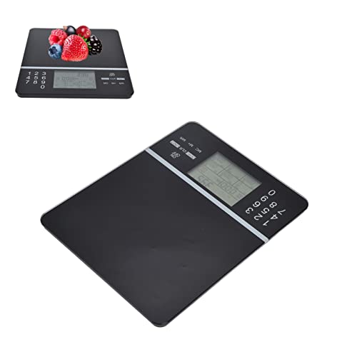 BAFOVY Escala de Nutrición de Alimentos, Báscula Digital de Cocina con Pantalla LCD y Vidrio Templado, Sensor de Alta Precisión para Medir Cocción, Horneado, Proteínas, Grasas y