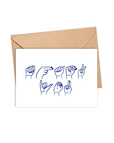 ASL Thank You Cards | American Sign Language Note Cards | Stationery for Him or Her | Sign Language for Deaf | Set of 10 Cards and Envelopes 22-100