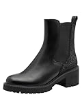 MARCO TOZZI Damen Chelsea Boots mit Blockabsatz Glitzerdetails, Schwarz (Black), 38 EU