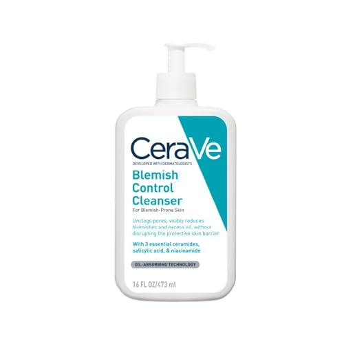 CeraVe Blemish Control Cleanser Gel Face Wash 473ml, For Blackheads, Blocked Pores & Acne-prone Skin, 2% Salicylic Acid + Niacinamide + Purifying Clay + Ceramides, Lightweight + Oil-Absorbing