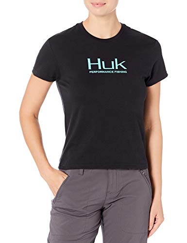 Huk Womens Huk Performance Fishing Crew | Ladies Fishing T-Shirt With UPF 30+ Sun Protection, Black, Medium