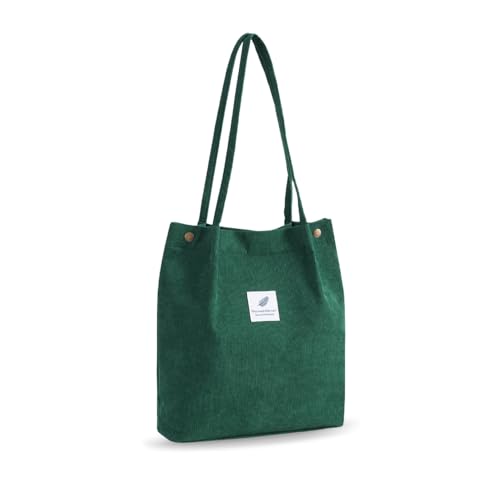 YZROHYI Stoff Tragetasche Cord Groß, Tasche Shopper Umhängetasche Stoff,Stofftasche zum Umhängen,Canvas Shoulder Bag,Beuteltasche Damen Tote Bag,Schultertasche Schule Handtasche Arbeit - Dunkelgrün YZROHYI Stoff Tragetasche Cord Groß, Tasche Shopper Umhängetasche Stoff,Stofftasche zum Umhängen,Canvas Shoulder Bag,Beuteltasche Damen Tote Bag,Schultertasche Schule Handtasche Arbeit - Dunkelgrün