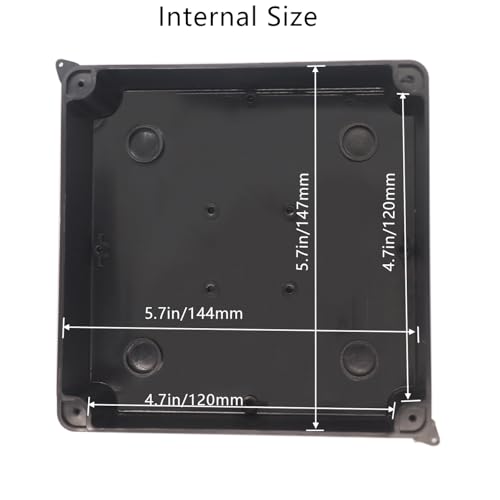 Image of Junction Box, 2Pcs Reserved Holes Electrical Boxes Waterproof IP65 ABS Plastic Electrical Power Cord Enclosure Project Box Black 5.9 x 5.9 x 2.8 inch(150x150x70mm)