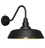 Franing 21 Inch Large Gooseneck Barn Light Outdoor, Exterior Black Barn Light with Dusk to Dawn Sensor Waterproof and Rust-Resistant Wall Light for Farmhouse, Porch, Patio, Gooseneck Lighting…