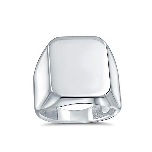 Preisvergleich Produktbild Klassische Executive Geometrische Anpassen Gravieren Einfache Große Rechteck Personalisieren Initialee Monogramm Siegelring Für Männer Poliert Glanz .925 Sterling Silber