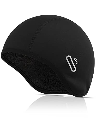Diealles Shine Fahrradmütze unter Helm, Fahrrad Mütze mit Zopfloch, Fahrradhelm Winddicht für Damen & Herren, Fahrradmütze Winter für Kletterhelm (Schwarz mit Gummiband) Cover