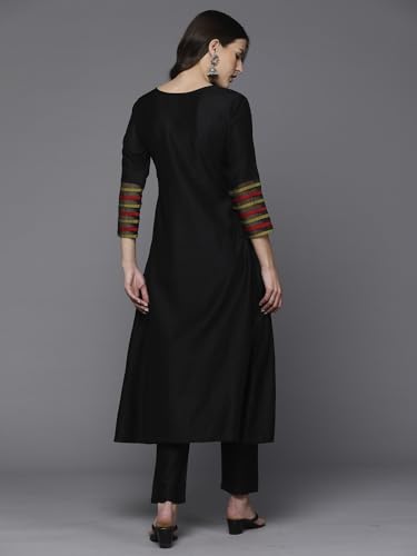 Image of INDO ERA Women's Embroidered Viscose A-line Kurta & Pant Set