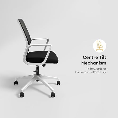 Image of Interio by Godrej Vurv Chair Mesh Back Ergonomic Work from Home /Revolving Study Chair, 1 Year Warranty, Height Adjustable | Heavy Duty Polypropylene Base | DIY Installation (Black, Set of 2)