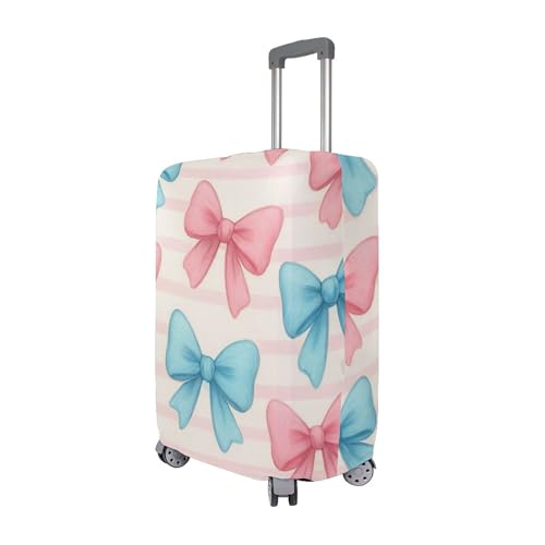 Joisal Identifiers Suitcase Covers Luggage Protector Cute Elastic Pastel Blue Pink Bows Travel Gifts Luggage Sleeve, L, Fits 26-28 Inch Case3