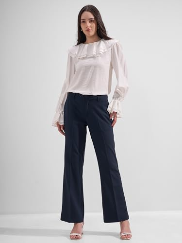 Image of Tokyo Talkies Women's Stretchable Bootcut Pants | High Rise Flared Trousers |Travel & Formal Wear|Workwear Trousers