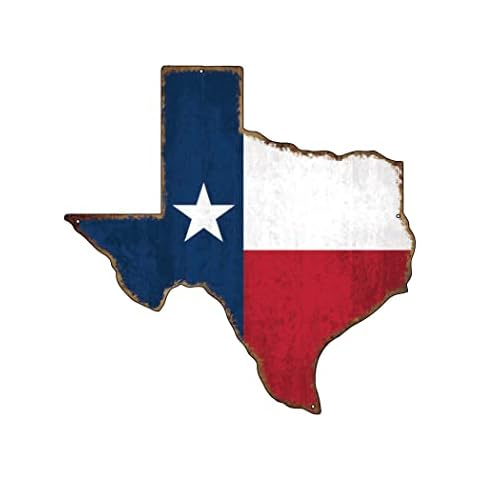 Texas Rustic State Flag Cut Out Metal Tin Sign Wall Décor Man Cave Bar Texans Lone Star Die Cut Large 14 Inch Cover