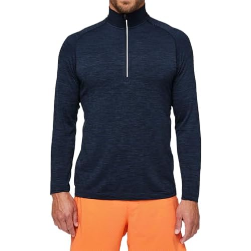 lululemon Mens Metal Vent Tech 1/2 Zip Long Sleeve Shirt (Mineral Blue/Nautical Navy, S)