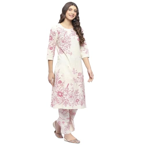 Image of BIBA Women Cotton Straight Printed Suit Set