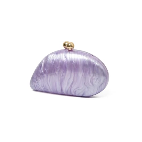 Image of Acrylic Shell Shaped Bag Luxury Marble Clutch Evening Purses for Women Glitter Handbag for Wedding Cocktail Party Prom