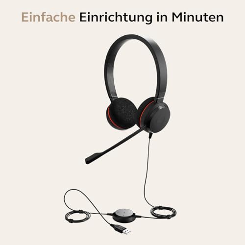 Jabra Evolve 20 MS Stereo Headset - Microsoft zertifizierte Kopfhörer für VoIP Softphone mit passivem Noise-Cancelling - USB-Kabel mit Anrufsteuerung - Schwarz – Bild 5