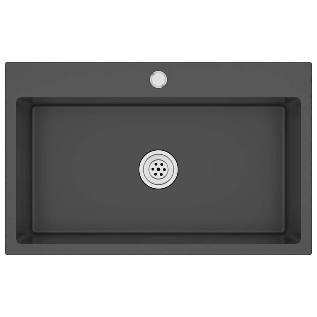 vidaXL Handmade Kitchen Sink Dining Room Plumbing Fixture Utility Waste Sink Under-Mount Kitchen Basin Black Stainless Steel โ image 1