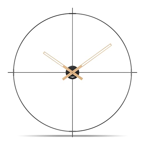 Cander Berlin VIDA - Orologio da parete vintage, silenzioso, 70 cm, in metallo, senza ticchettio, grande, moderno, nero, soggiorno, cucina