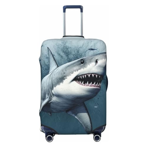 Ocean Shark Print Luggage Cover Suitcase Protector Elastic Washable Travel Suitcase Cover Fits 18-32 Inch Suitcase
