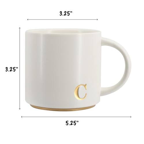 COLLECTIVE HOME - Monogram Ceramic Mugs, 15 oz Golden Initial Coffee Cups, Elegant Capital Alphabet Tea Mugs, Elegant Personalized Mug with Gift Box, Luxurious Cups for Office and Home (C) by COLLECTIVE HOME - Used condition - Image 2