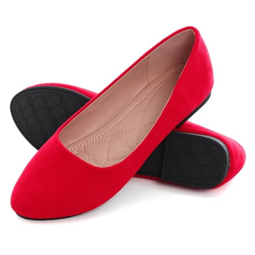 Image of Dear Time Women's Flats Comfortable Slip On Ballet Flats Soft Solid Casual Shoes
