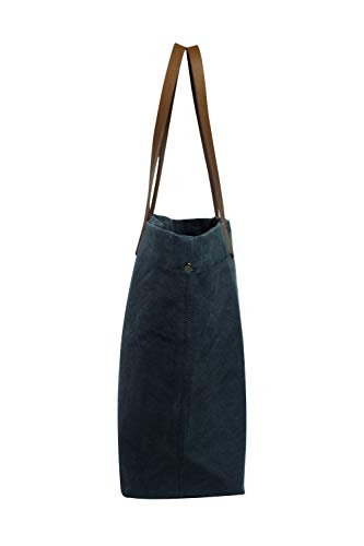 Image of AQVA Cotton Thick Canvas Tote Bag for Women (17.5 inchx13 inchx6 inch) | Trendy Stylish Multipurpose Handbag with Inside Pockets and Zipper | Shoulder Bag for Shopping, Beach, Travel and Work