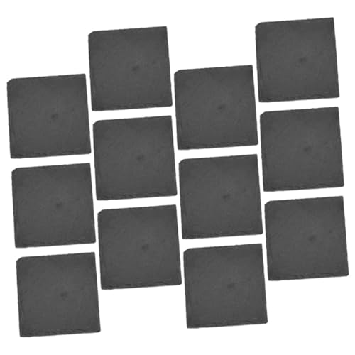 HOMOCONO 12個スレートコースター 正方形 カップマット 滑り止め 耐摩耗性 断熱パッド キッチン用品 装飾 リック 飲み物受け 家用 ショップ