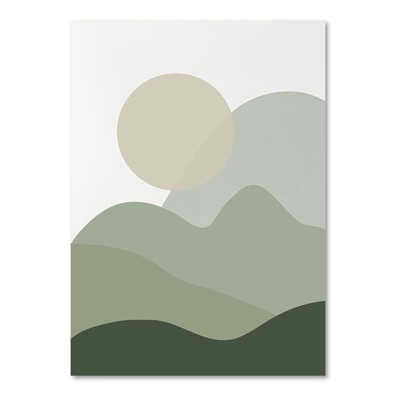Toile peinture decoration murale montagne vert olive, grand poster 60x90cm