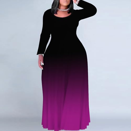 Image of PinkPatty Women's Plus Size Long Sleeve Maxi Dresses T Shirt Boho Sundress Fall Dress with Pockets