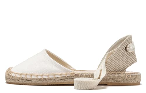 U-lite Women's Espadrille FLat Sandals Closed Toe Ankle Wrap,Classic Lace Up Summer Dressy Flat Shoes2