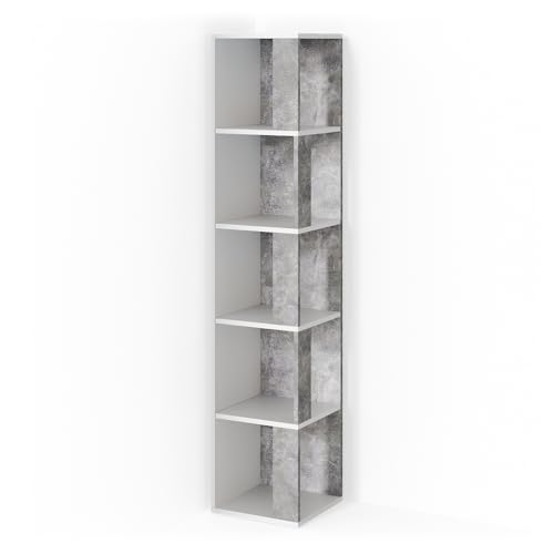 Vicco Étagère d'angle Lio, Béton, 33.3x162.2cm, pour Le Rangement de Livres et d’Objets déco...