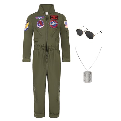 Baurghop Flight Pilot Costume For Kids Air Force Suit For Halloween Flight Cosplay Dress Up cover