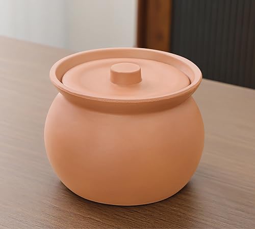 Cute Mini Kitchen Clay Cooking Pot - Traditional Ceramic Pot with Lid for Healthy Cooking - Multipurpose Cooking Pot Use for Home Kitchen or Restaurant- 0.6 Quarts Small