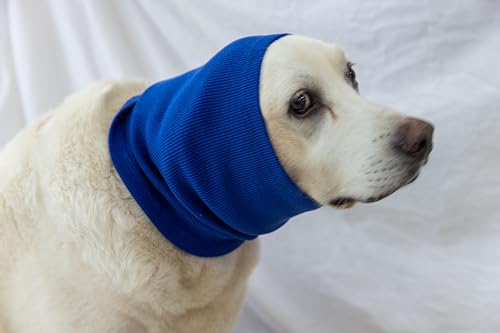 Image of Dog Ear Covers (2 Pack), Noise Reducing Snood for Dogs - Purple + Blue, L