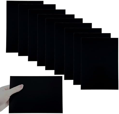 HXymxkeqi 10Pcs Black Anodized Aluminum Sheet 5" x 7" x 1/32" (0.8mm) Corrosion-Resistant Metal Plates for Laser Engraving, DIY Crafting, Sign Making, Home Decor