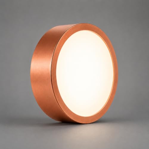 Image of AHUJA INTERNATIONAL Modern Deco Surface Ceiling Light 3W Brass Finish Aluminum Decorative Indoor Lighting Fixture for Living Room, Bedroom, Hallway, Hotel & Home Decor Warm White Pack of 1, (Copper)
